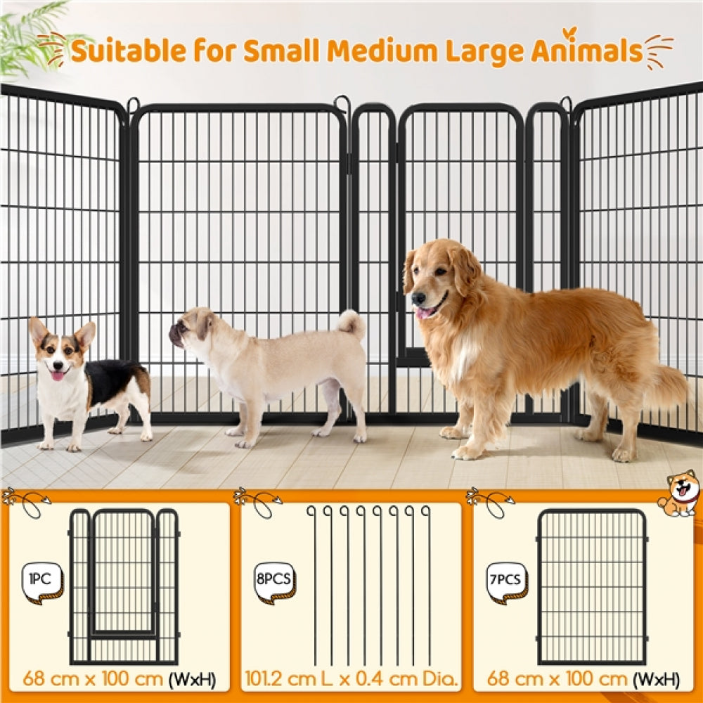 8 Panels Dog Playpen 100cm Tall Dog Pen Dog Fence