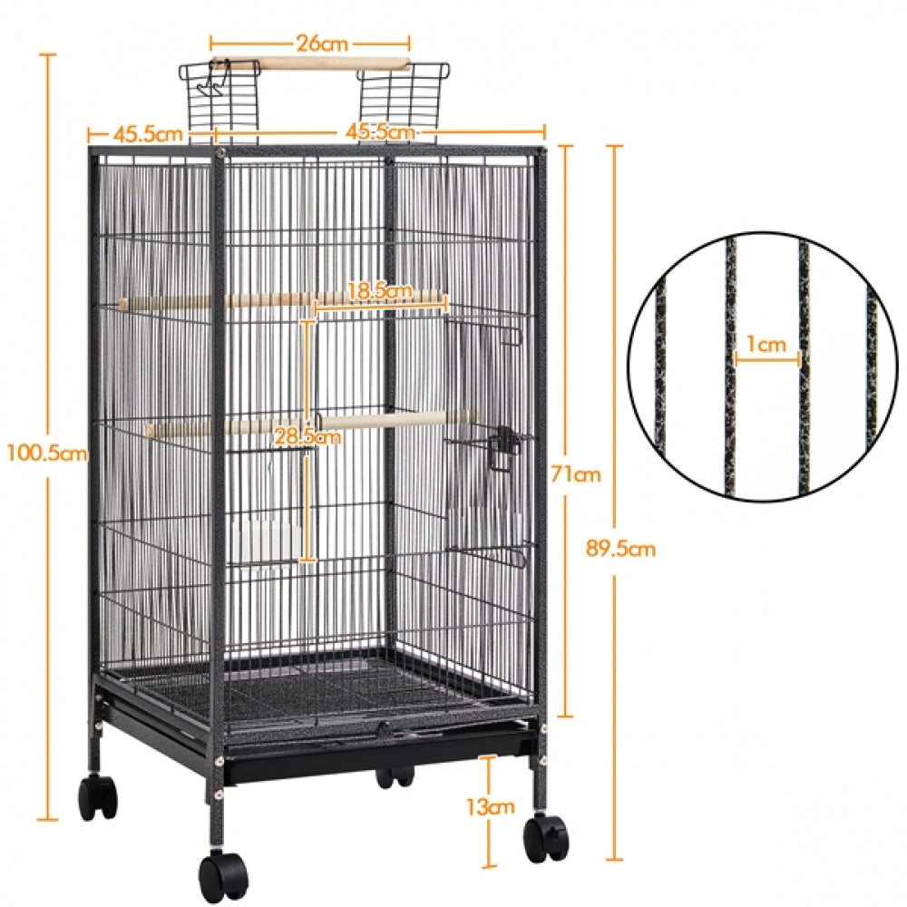 40-Inch H Wrought Iron Bird Cage with Rolling Stand