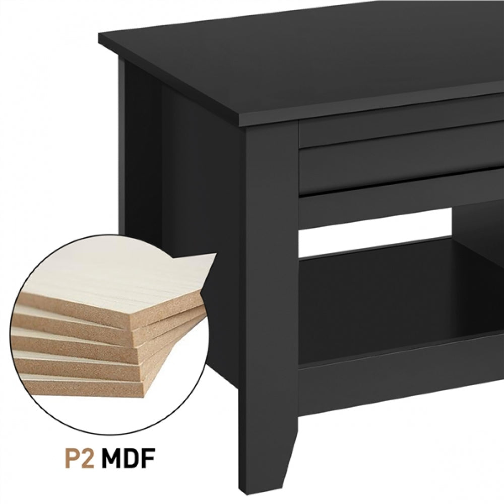 Shaker Design Lift Top Coffee Table w/Storage & 2 Open Shelves