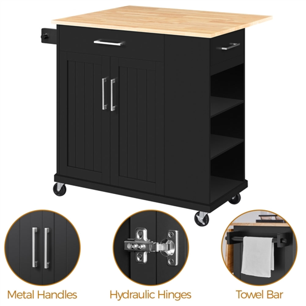Kitchen Island Kitchen Trolley on Wheels with Drawers & Cabinet