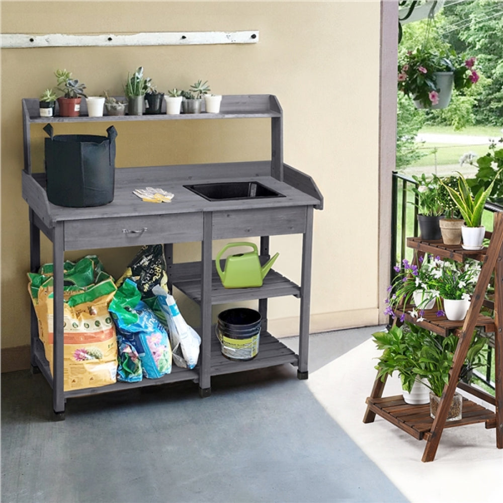 Garden Potting Bench with Basin Garden Work Bench Station