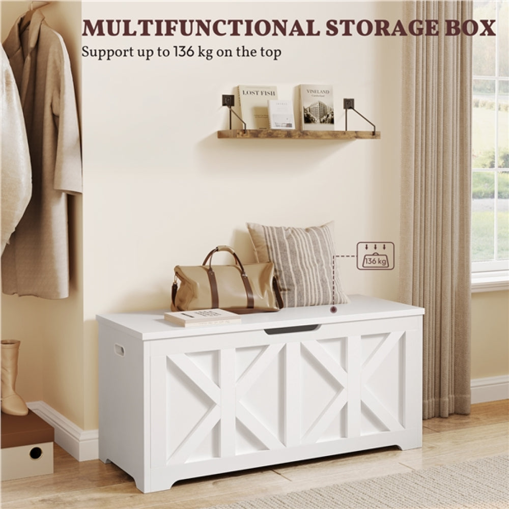 132L Rustic Farmhouse Style Storage Bench Spacious Wooden Storage Chest