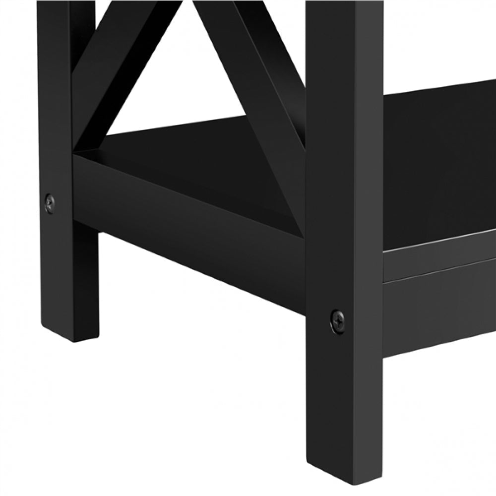 3-Tier Wooden Console Table Sofa Side Table with X-shape