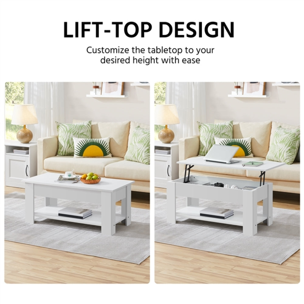 Space-saving Lift Top Coffee Table w/ Hidden Compartment & Open Shelf