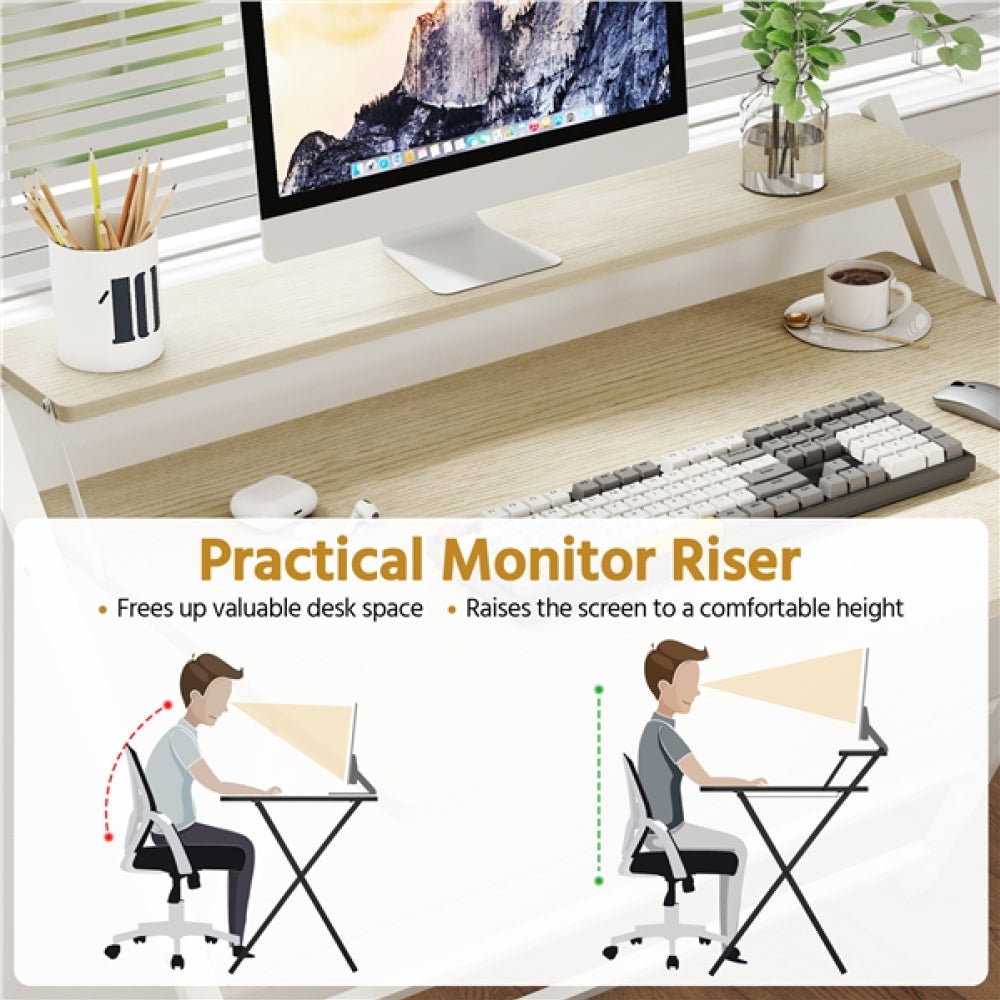 2-Tier Foldable Computer Desk w/ Monitor Shelf
