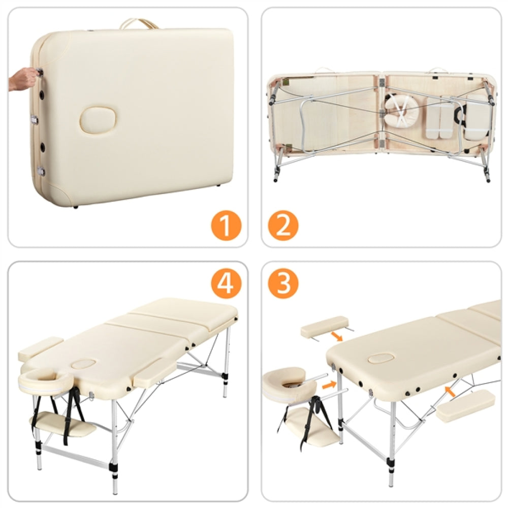 Adjustable 3 Fold Massage Bed Aluminum Alloy Massage Couch