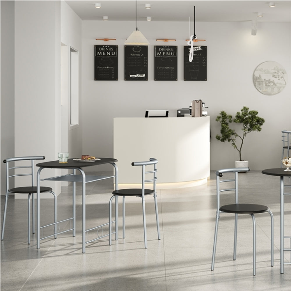 Modern Round Dining Table Set for 2 Dining Chairs