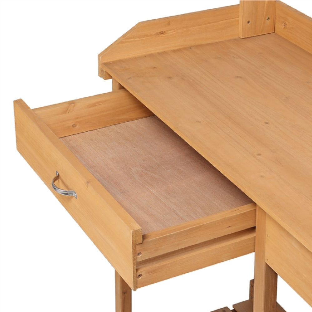 Potting Bench Table Removable Sink Firwood Drawer Open Multiple Shelves