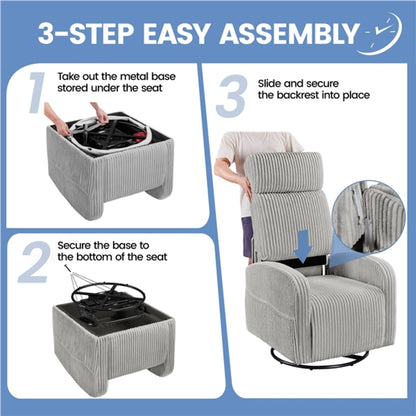 360-Degree Swiveling Nursing Glider Chair Rocking Chair