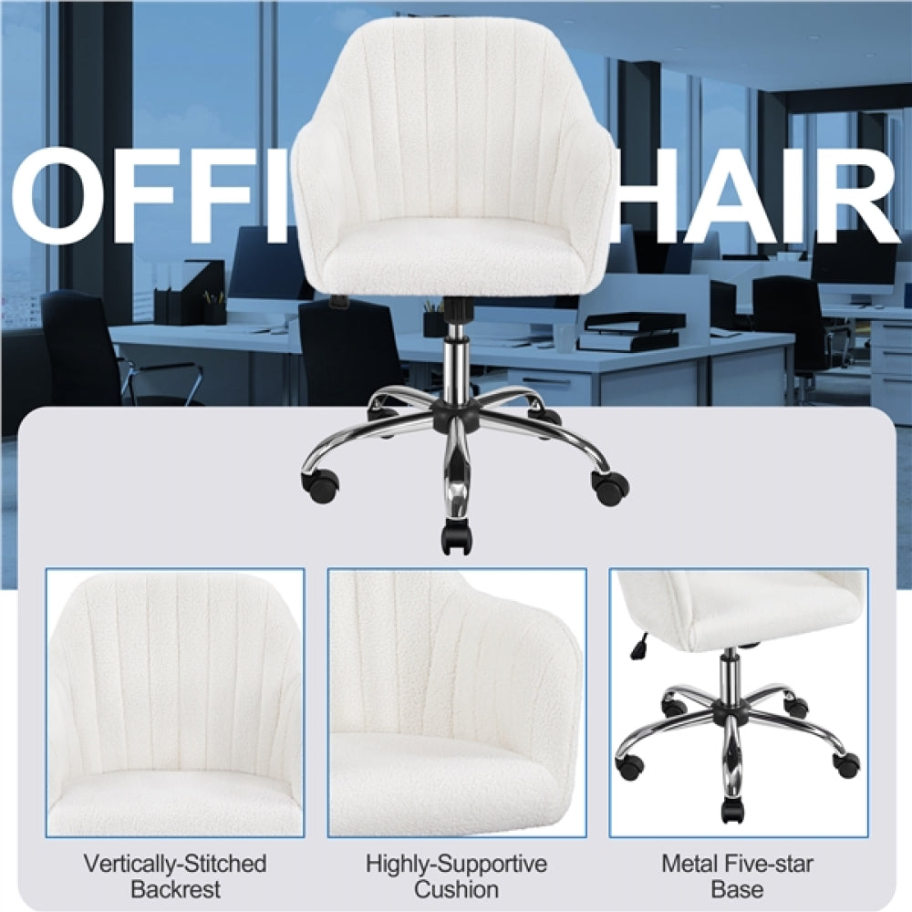 Modern Boucle Desk Chair Computer Chair Computer Chair Ivory