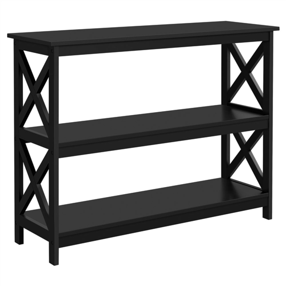 3-Tier Wooden Console Table Sofa Side Table with X-shape