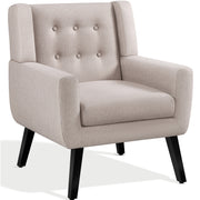 Button Tufted Armchair with Solid Wood Legs