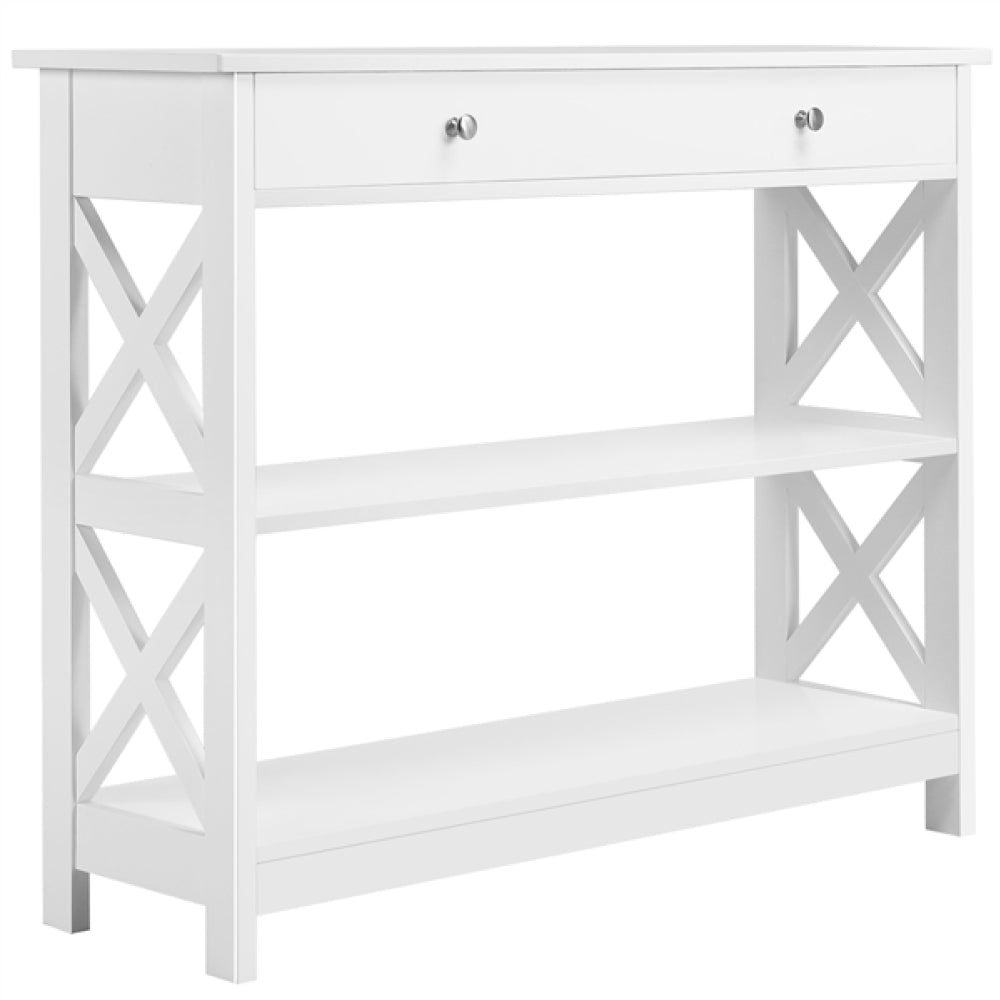 Wooden Console Table with 1 Drawer and 2 Open Shelves Versatile Entryway Table