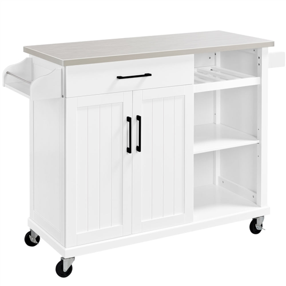 Kitchen Trolley Kitchen Island Cart with Stainless Steel Top & Storage