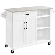 Kitchen Trolley Kitchen Island Cart with Stainless Steel Top & Storage