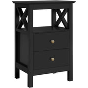 Bedside Table with 2 Drawer 1 Shelf Storage Cabinet Sofa Side Table