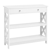 Wooden Console Table with 1 Drawer and 2 Open Shelves