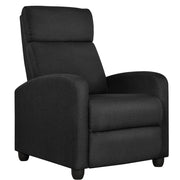 Black Fabric Recliner Chair – Plush Manual Reclining Armchair with Footrest