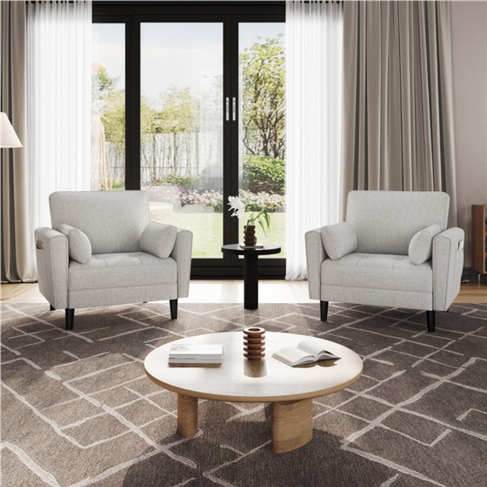 2pcs Tufted Oversized Armchairs Single Sofa Couch