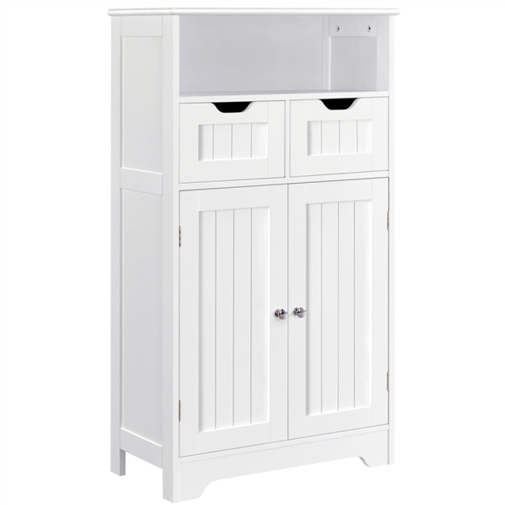 Bathroom Floor Storage Cabinet with 2 Drawers & Shelf Height-Adjustable Cabinet
