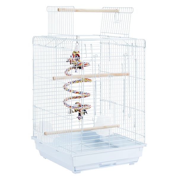 Open Top Travel Bird Cage with Open Play Top for Budgie Finch Green Cheek Canary