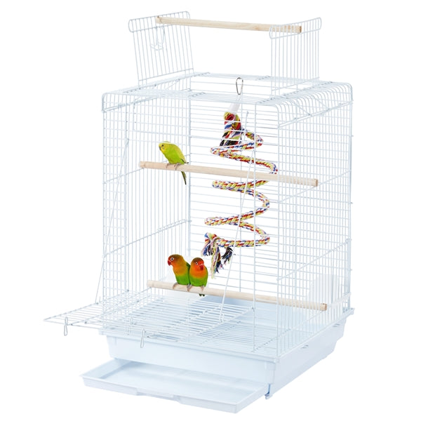 Open Top Travel Bird Cage with Open Play Top for Budgie Finch Green Cheek Canary