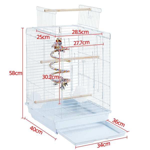 Open Top Travel Bird Cage with Open Play Top for Budgie Finch Green Cheek Canary
