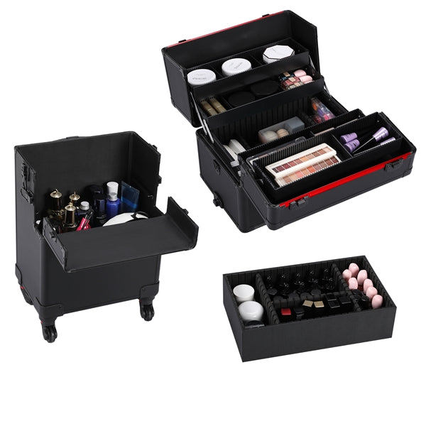 3-in-1 Aluminum Cosmetic Case Professional Makeup Train Case