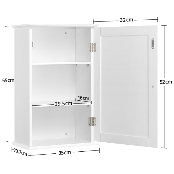 Wall Mounted Cabinet 3 Tiers Storage Single Door