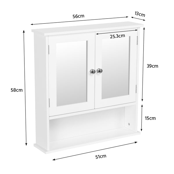 Wooden Wall Mount Living Room Wall Cabinet with Double Mirror