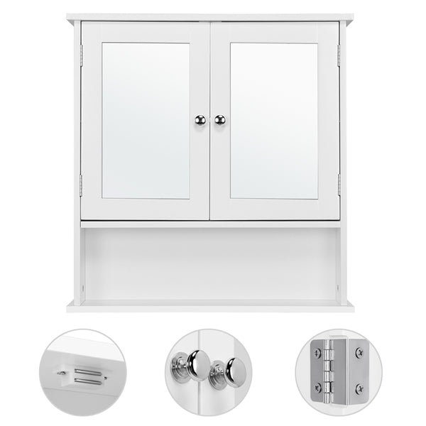 Wooden Wall Mount Living Room Wall Cabinet with Double Mirror