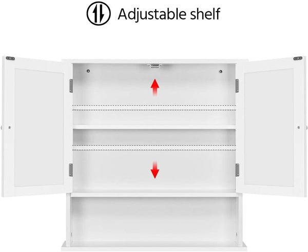 Wooden Wall Mount Living Room Wall Cabinet with Double Mirror