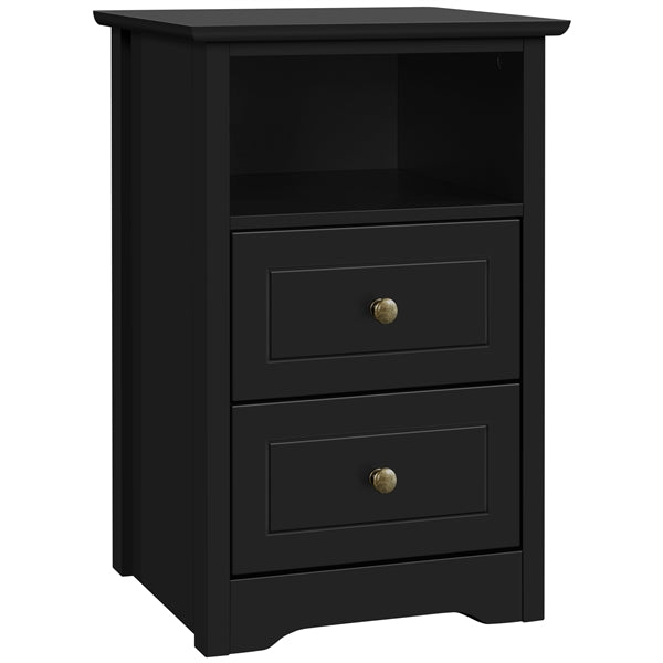 2PCS End Table with 2 Drawer and 1 Cubby Side Table Night Stand End Table