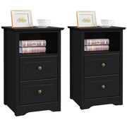 2PCS End Table with 2 Drawer and 1 Cubby Side Table Night Stand End Table