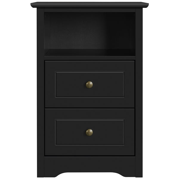 2PCS End Table with 2 Drawer and 1 Cubby Side Table Night Stand End Table