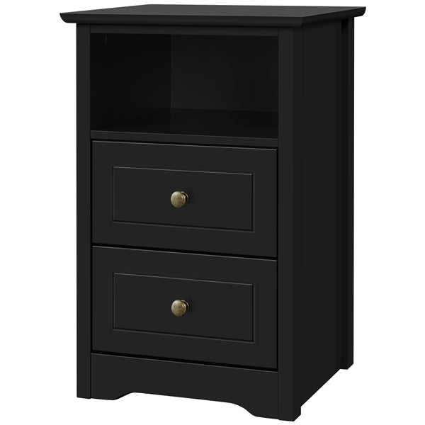 2PCS End Table with 2 Drawer and 1 Cubby Side Table Night Stand End Table