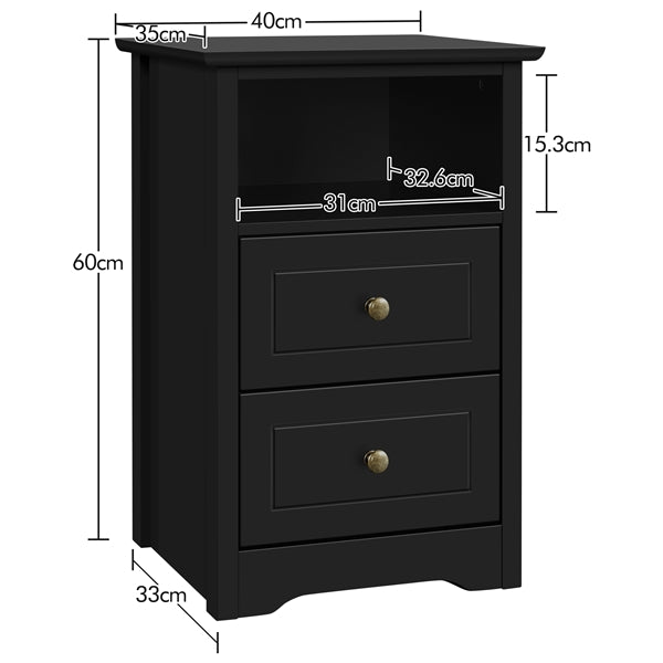 2PCS End Table with 2 Drawer and 1 Cubby Side Table Night Stand End Table