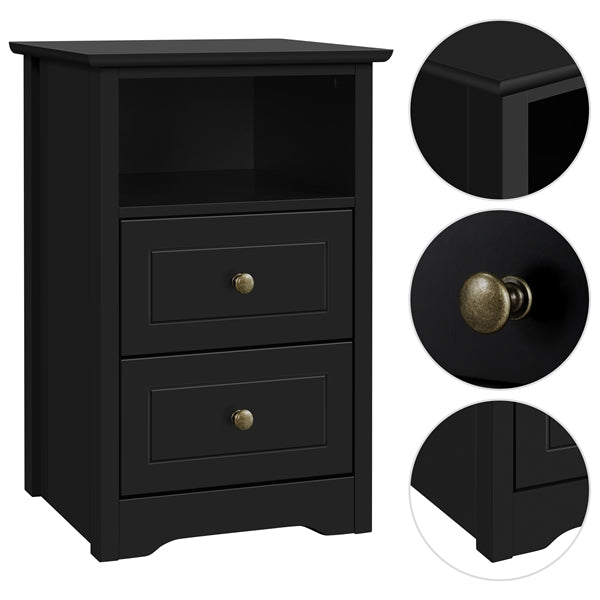 2PCS End Table with 2 Drawer and 1 Cubby Side Table Night Stand End Table