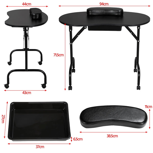 Folding Manicure Table Nail Beautician Desk Workstation + Salon & Spa Stool Salon Chair