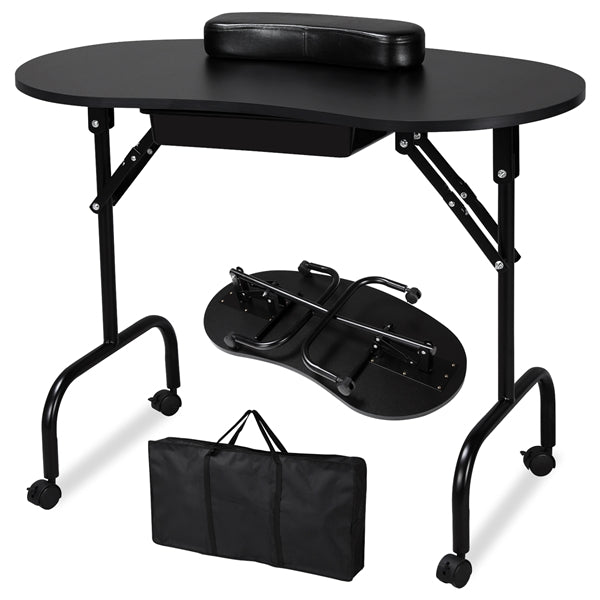 Folding Manicure Table Nail Beautician Desk Workstation + Salon & Spa Stool Salon Chair