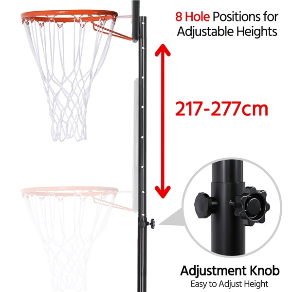 32" Youth Portable Basketball Hoop 7-9ft Adjustable Height Hoop System