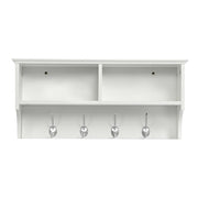 Hallway Coat Hook & Storage Unit White 4 Hooks Storage