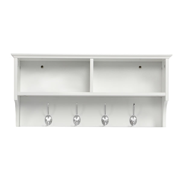 Hallway Coat Hook & Storage Unit White 4 Hooks Storage