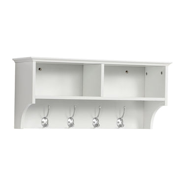 Hallway Coat Hook & Storage Unit White 4 Hooks Storage