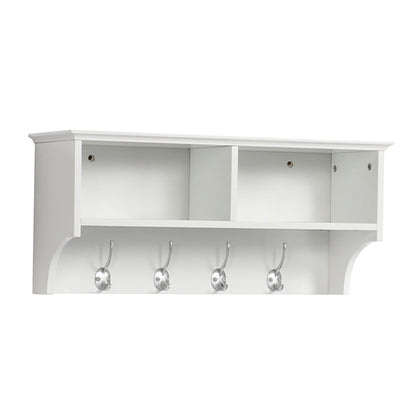 Hallway Coat Hook & Storage Unit White 4 Hooks Storage