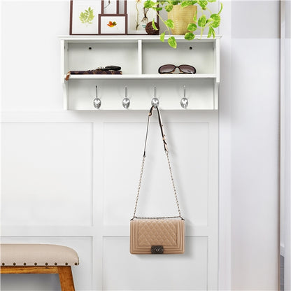 Hallway Coat Hook & Storage Unit White 4 Hooks Storage