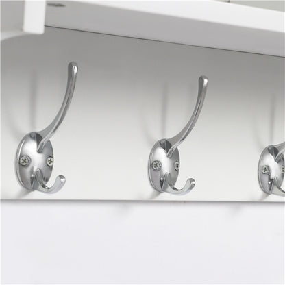 Hallway Coat Hook & Storage Unit White 4 Hooks Storage