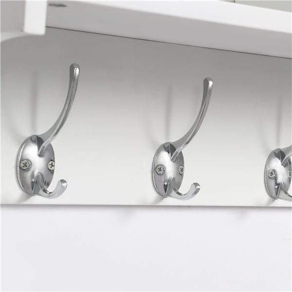 Hallway Coat Hook & Storage Unit White 4 Hooks Storage