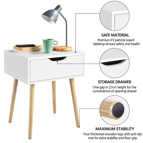 Mid-Century Modern Accent Sofa Side End Table Nightstand