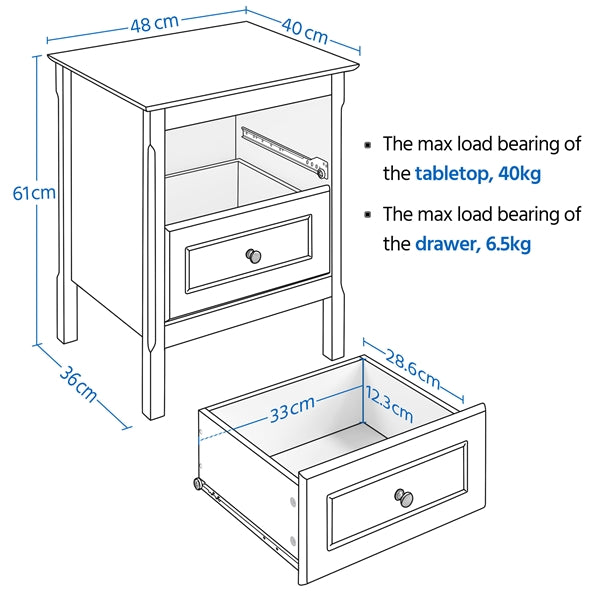 2pcs End Table with 2 Drawers Side Table Nightstand